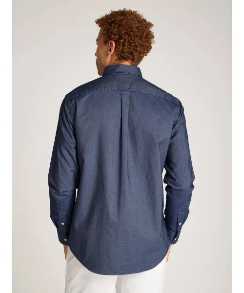 Tommy Hilfiger Mens Solid Heritage Oxford Rf Shirt In Navy