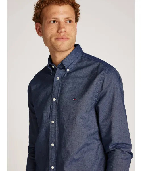 Tommy Hilfiger Mens Solid Heritage Oxford Rf Shirt In Navy