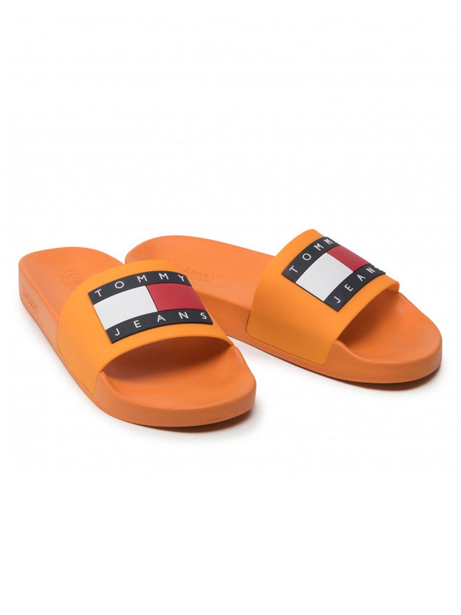 Tommy Jeans Mens Flag Pool Slide Orange