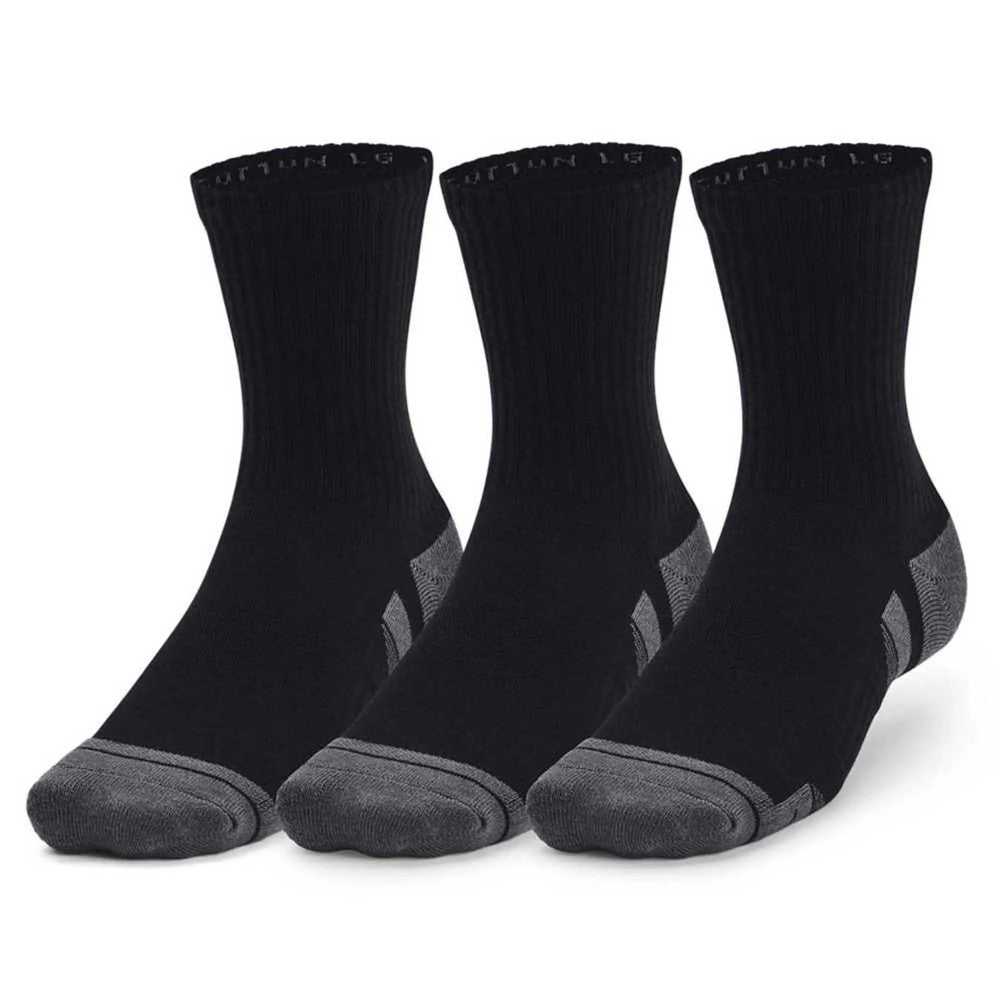 Under Armour Mens 3 Pack Perfomance Cotton Socks in Black