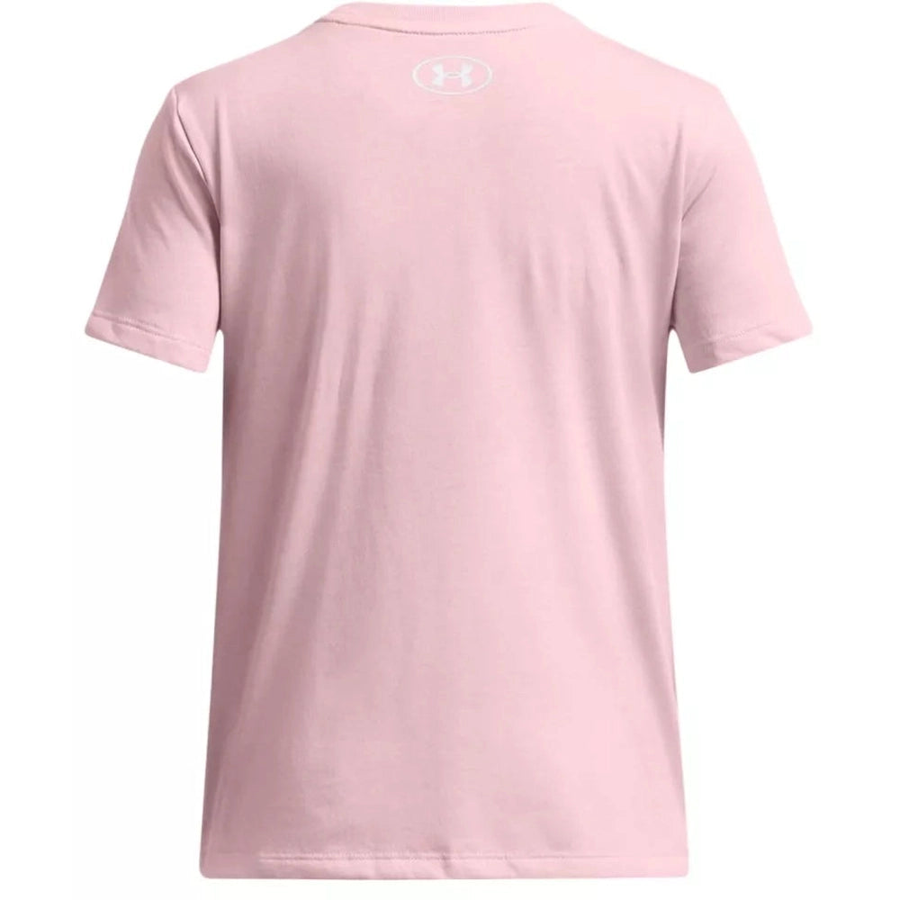 Under Armour Girls Big Logo Short Sleeves T-Shirt In Light Pink/White