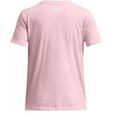 Under Armour Girls Big Logo Short Sleeves T-Shirt In Light Pink/White