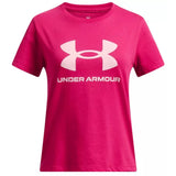 Under Armour Girls Big Logo Short Sleeves T-Shirt In Fuchsia Pink/Pink