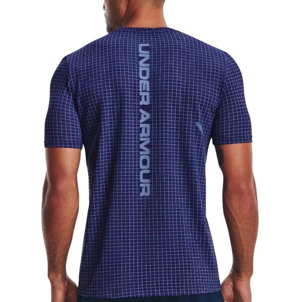 Under Armour Mens Seamless Grid Short Sleeves T-Shirt In Blue