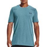 Under Armour Mens Seamless Grid Short Sleeves T-Shirt In Teal