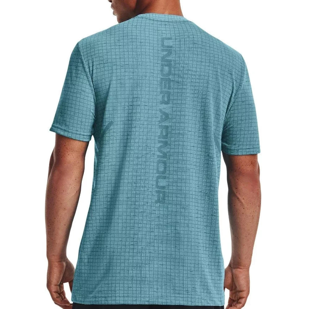 Under Armour Mens Seamless Grid Short Sleeves T-Shirt In Teal