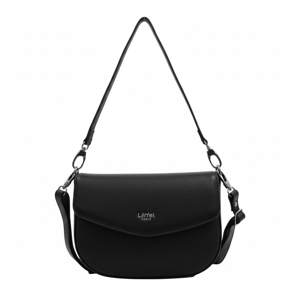 Lefel Round Flap Sling Bag In Black