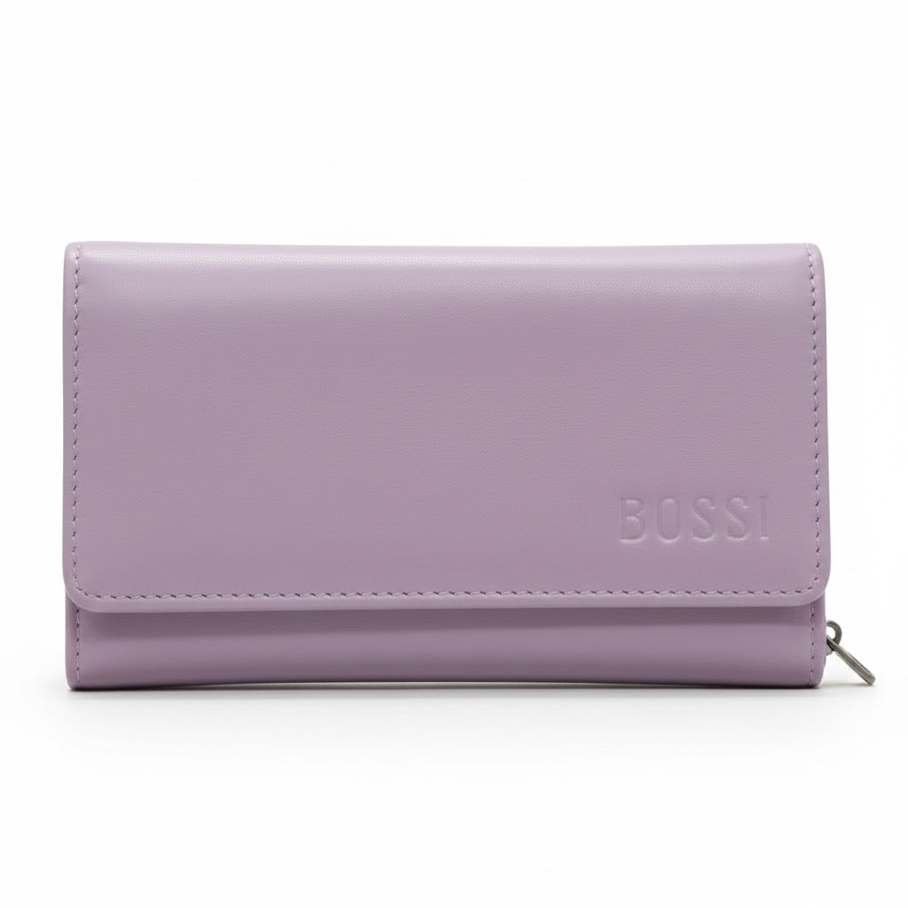 Bossi Womens Medium Leather Flap Closure Purse In Lavender