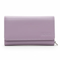 Bossi Womens Medium Leather Flap Closure Purse In Lavender