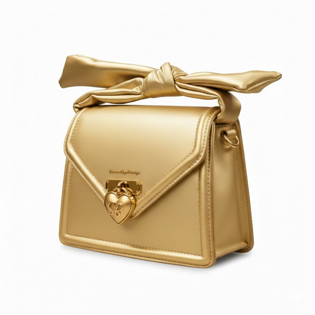 Sissyboy Handbag with Bow Knot Strap In Gold