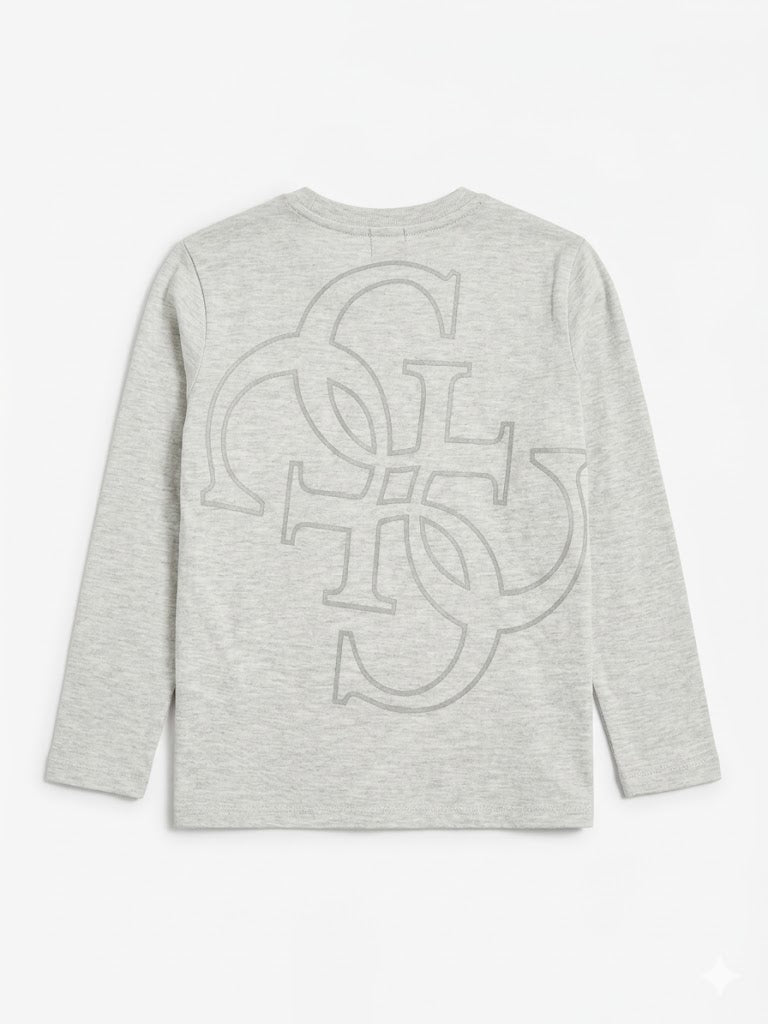 Guess Boys Long Sleeve T-shirt In Light Grey