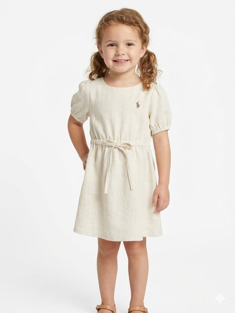 Polo Girls Cally Blousen Sleeve Dress In Natural