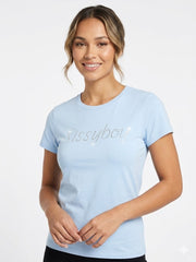 Sissy boy Womens Regular T-shirt With Stud And Bling Deatail In Blue