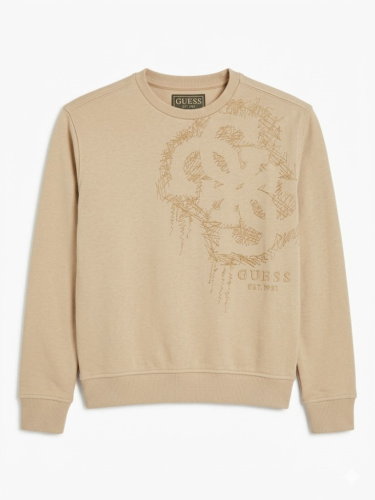 Guess Boys Long Sleeve Sweatshirt In Stone