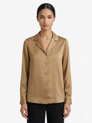 Polo Womens Molly Long Sleeve Revere Blouse In Camel