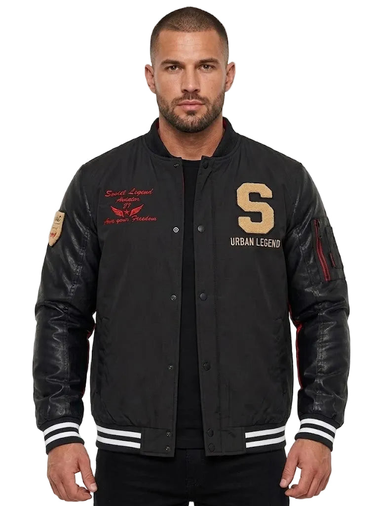 Soviet Mens Chandler Mens Baseball Jacket In Black