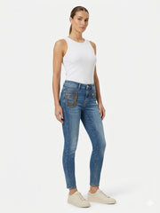 Sissy boy Mid Waist Skinny Jeans With Zips In Medium Vintage
