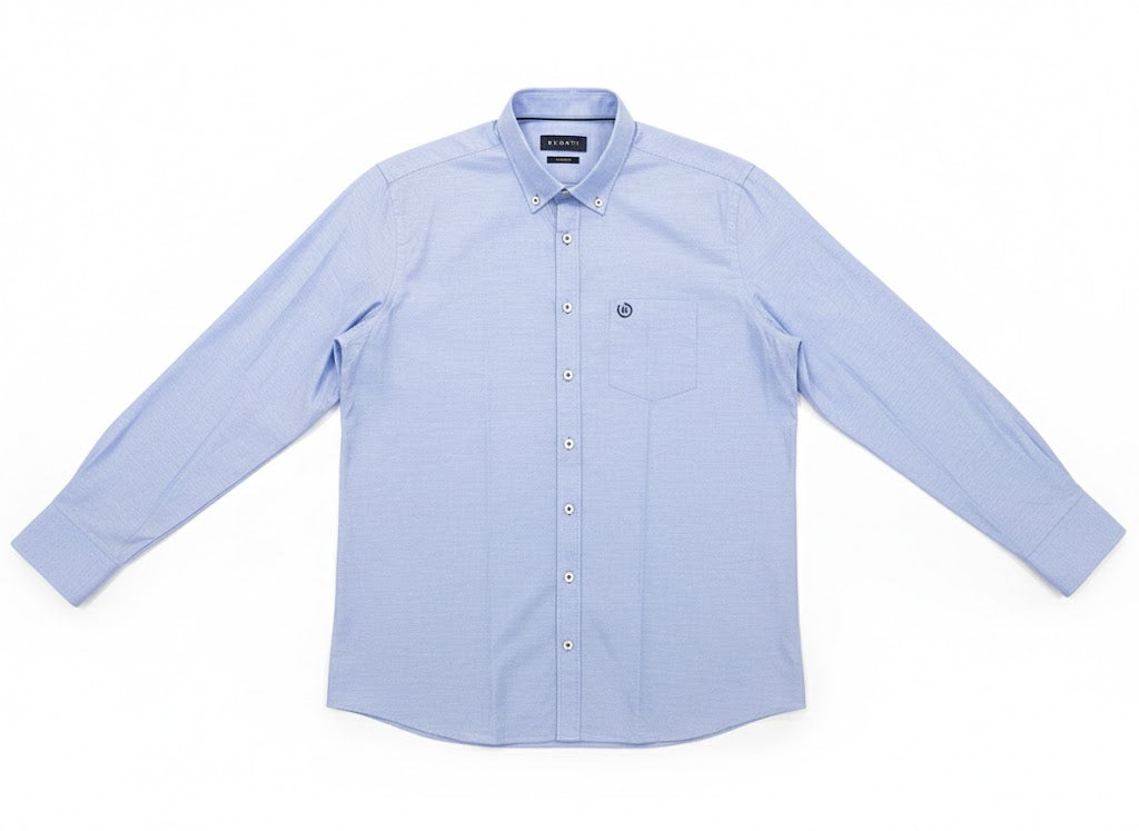 Bugatti Mens Casual Long Sleeve Shirt In Light Blue