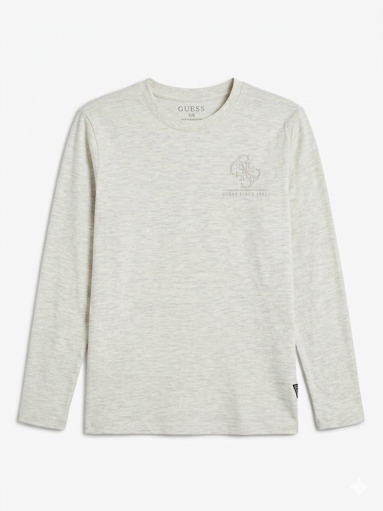 Guess Boys Long Sleeve T-shirt In Light Grey