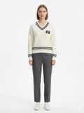 Sissy boy Womens V-Neck Cable Knit Jersey In White