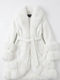Sissy boy Womens Faux Fur And Faux Leather Coat In Off White