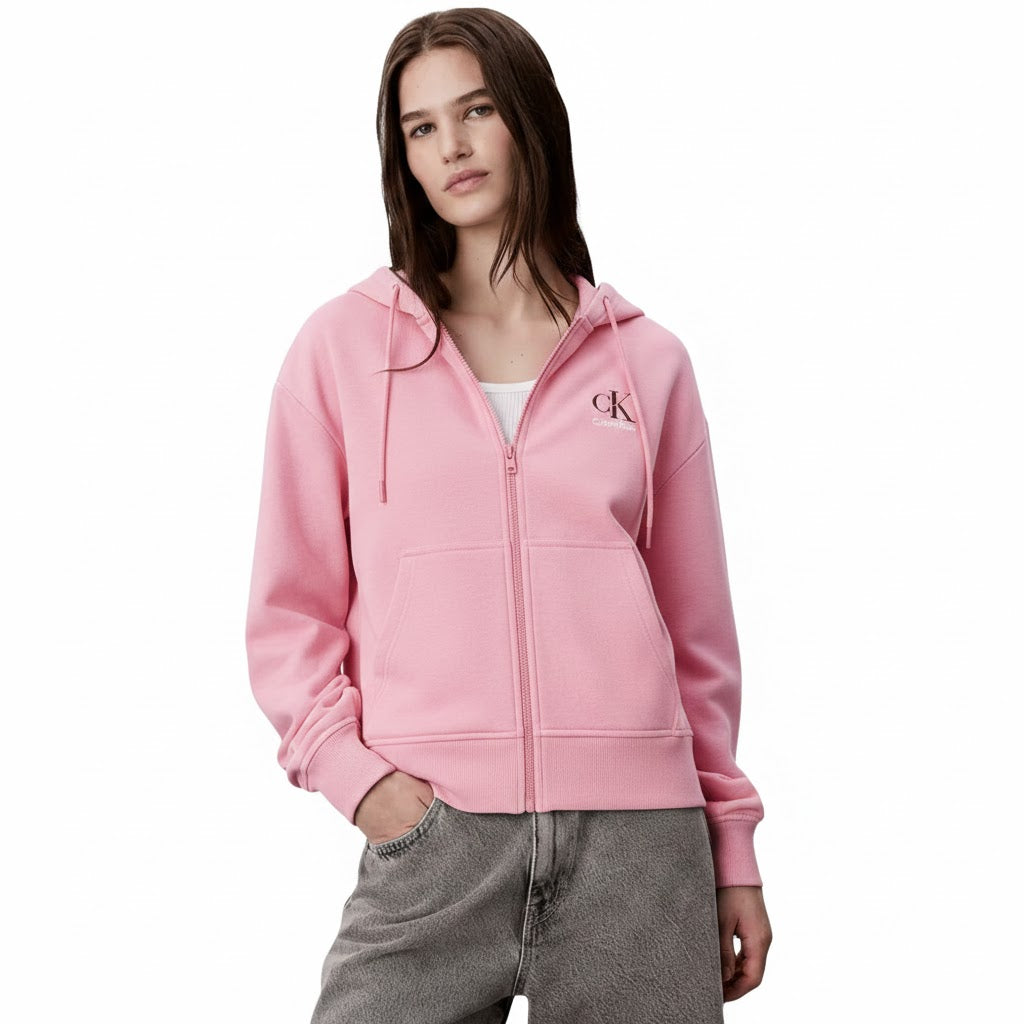 Calvin Klein Womens Monologo French Terry Hoodie In Pink