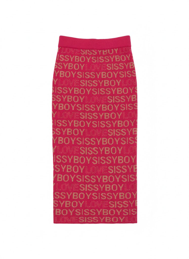 Sissyboy Womens Midi Lurex Knit Skirt In Cerise