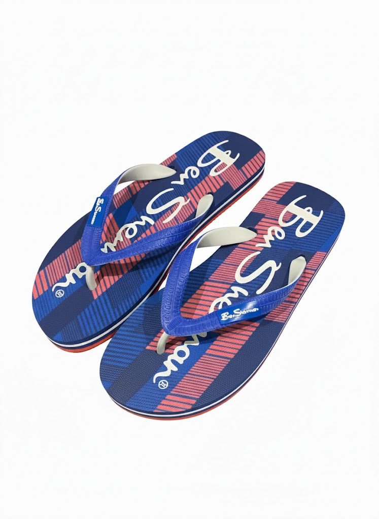 Ben Sherman Mens Check Sandals In Navy