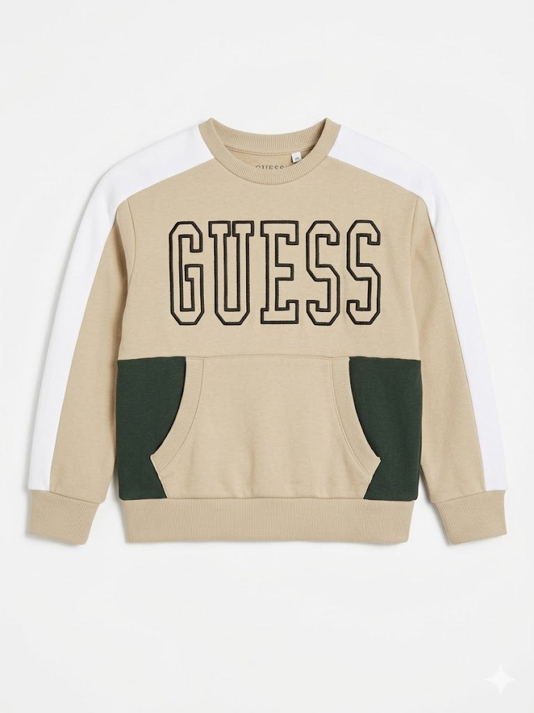 Guess Boys Long Sleeve Sweatshirt In Beige