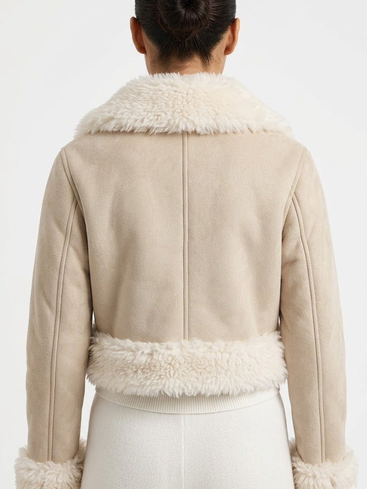 Sissy boy Womens Reversible Faux Fur And Faux Suede In Cream