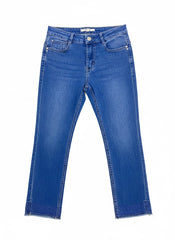 Sissyboy Womens Mid-Waist Capri Jeans With Diamentes In Denim Blue