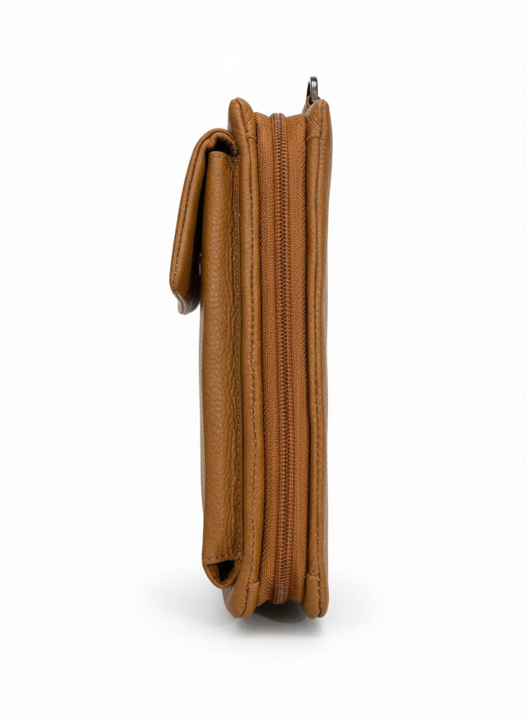 Lefel Upright Mobile Purse In Cognac