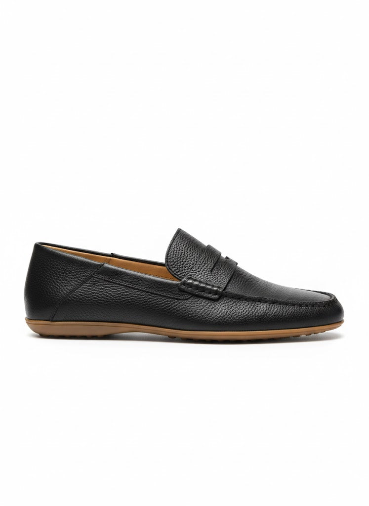 Zerga Mens Luca Formal Loafer Shoes In Black