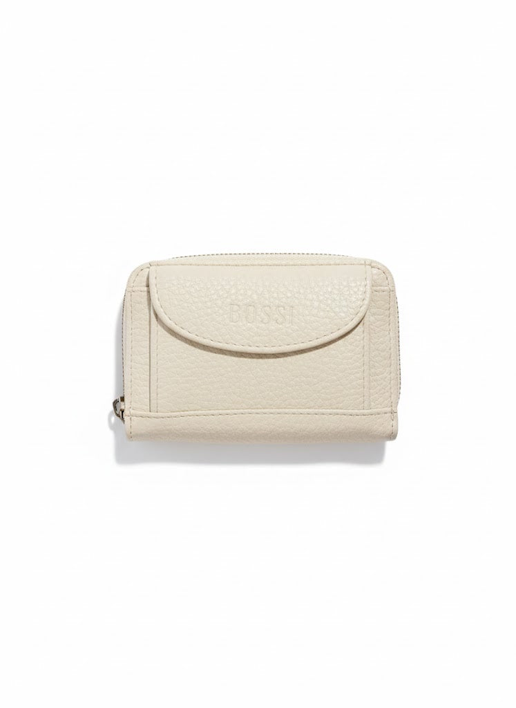 Bossi Womens Baobab Vegan Leather Zip Around Purse In Cream