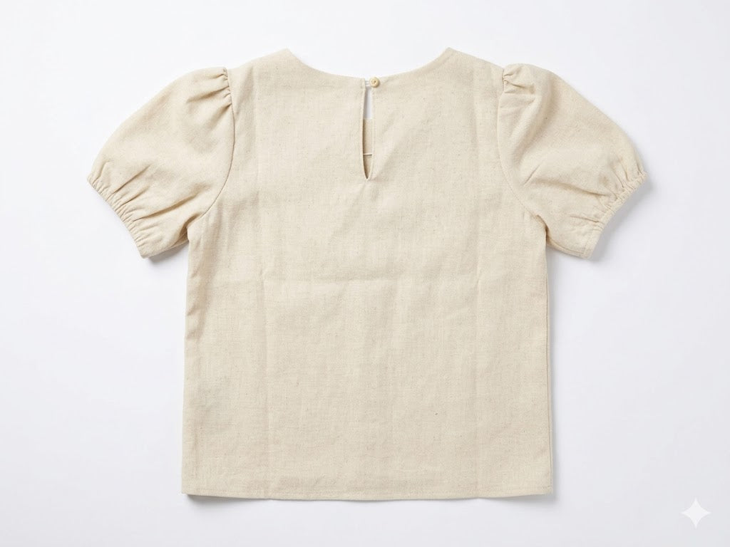 Polo Girls Clara Blouson Sleeve Top In Natural