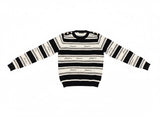 Sissy boy Womens Striped Jersey With Braiding In Black & White
