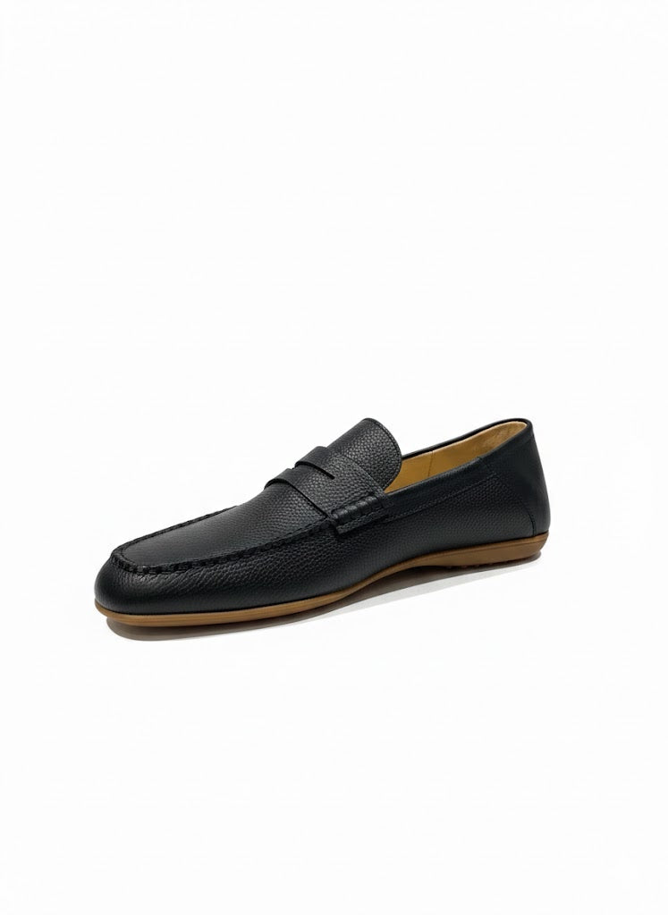 Zerga Mens Luca Formal Loafer Shoes In Black