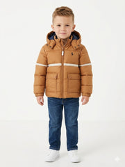Polo Boys Owen Long Sleeved Puffer Jacket In Clay