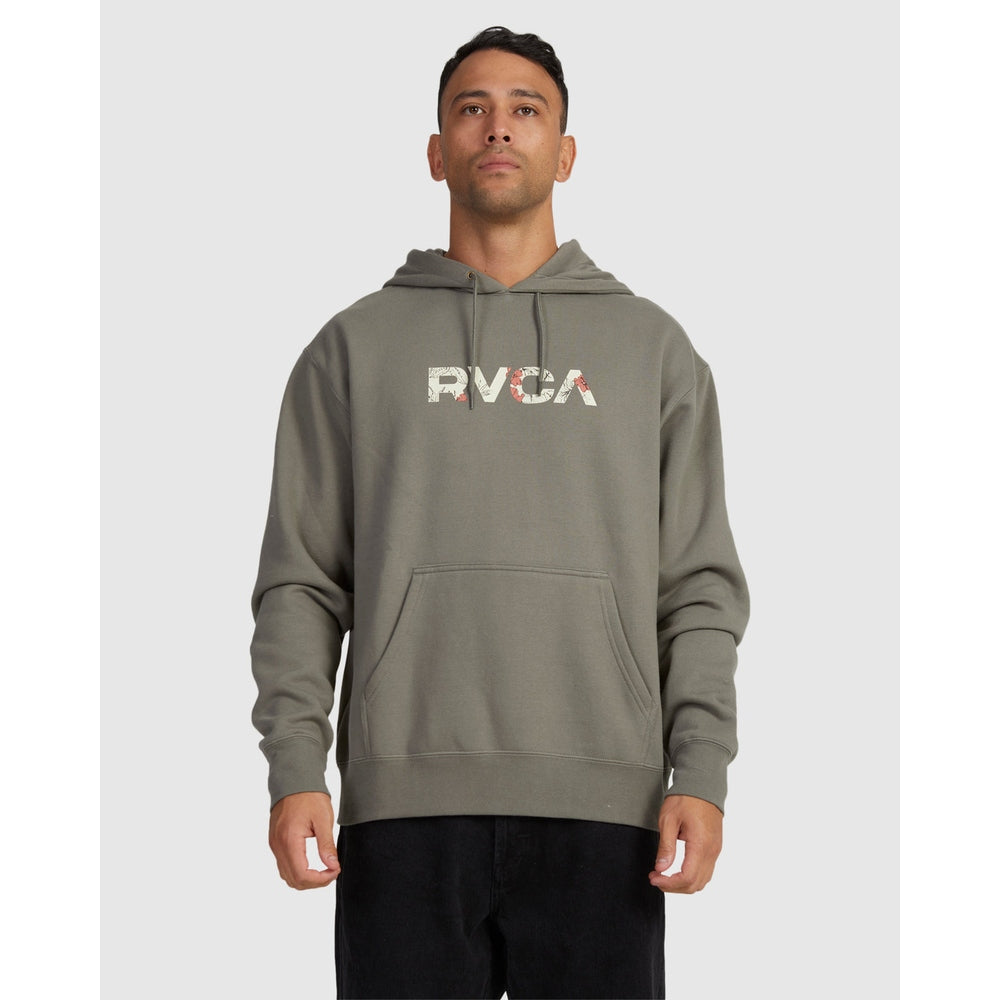 Rvca Drawn In Hoodie In Olive