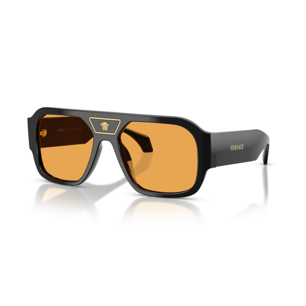 Versace Unisex Gb1 Orange Lens Sunglasses In Black