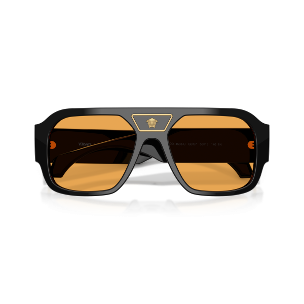 Versace Unisex Gb1 Orange Lens Sunglasses In Black