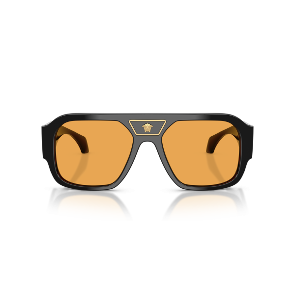 Versace Unisex Gb1 Orange Lens Sunglasses In Black