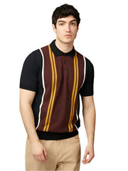 Ben Sherman 77617 Mens Vertical Stripe Polo Black