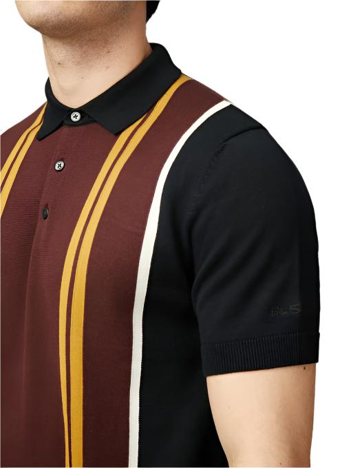 Ben Sherman 77617 Mens Vertical Stripe Polo Black