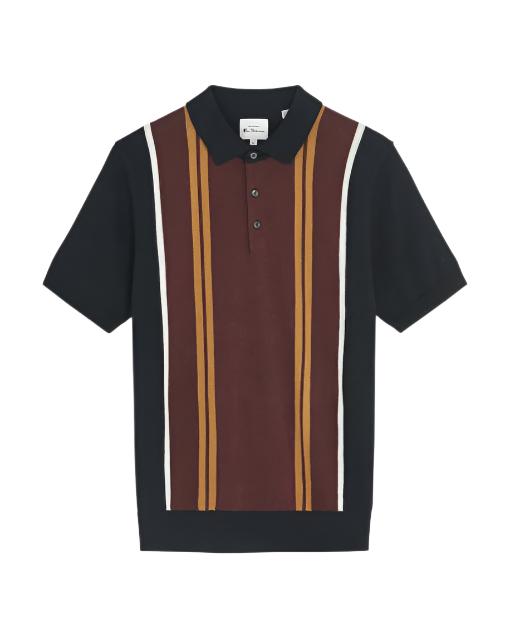 Ben Sherman 77617 Mens Vertical Stripe Polo Black