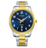 Citizen Gents Quartz Watch In Navy & Gold