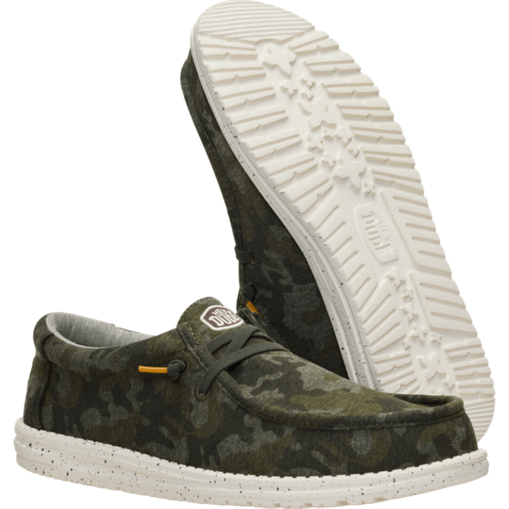 Hey Dude Mens Wally Stretch Jersey Shoes In Camo