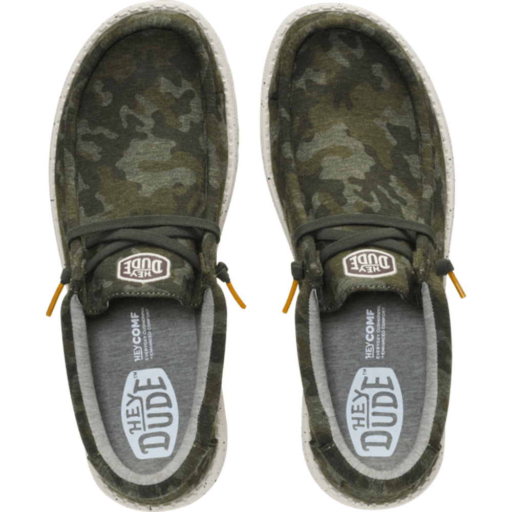 Hey Dude Mens Wally Stretch Jersey Shoes In Camo