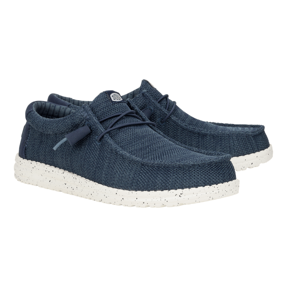 Hey Dude Mens Wally Stretch Mesh Shoes In Navy