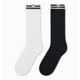 Converse Womens Varsity 2Pk Crew Socks In Black/White